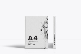 A4 Hardcover Book Mockup Front-Spine