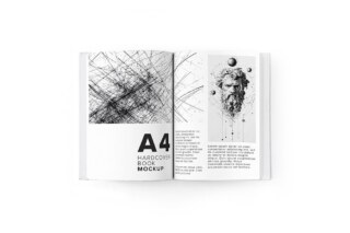 Open A4 Hardcover Book Mockup