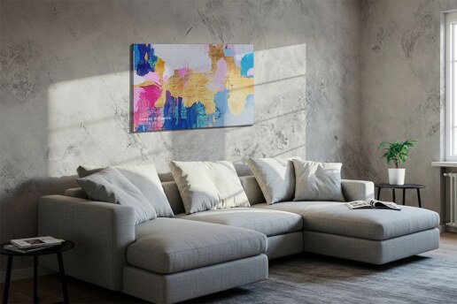 Hung Canvas Mockup Pack 007 – Living Room Scene