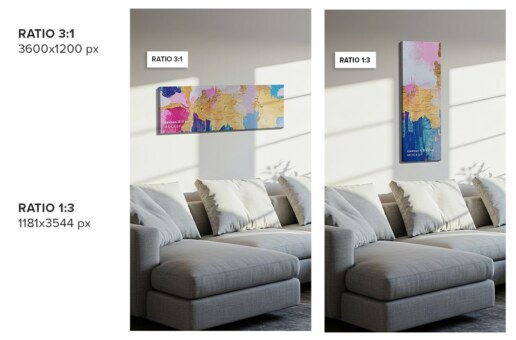Hung Canvas Mockup Pack 007 – Living Room Scene