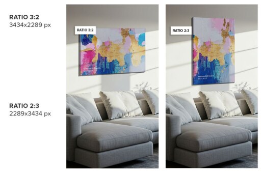 Hung Canvas Mockup Pack 007 – Living Room Scene