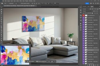 Hung Canvas Mockup Pack 007 – Living Room Scene - Mockups by Carlos Viloria Hung Canvas Mockup Pack 007 – Living Room Scene - Mockups by Carlos Viloria
