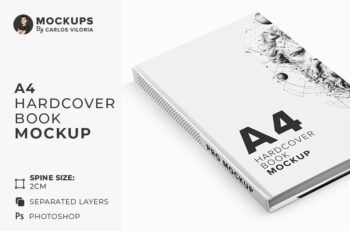 Perspective A4 Hardcover Book Mockup - Mockups by Carlos Viloria