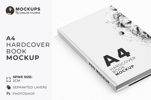 Perspective A4 Hardcover Book Mockup