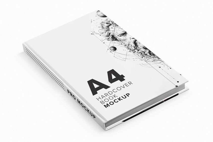 Perspective A4 Hardcover Book Mockup