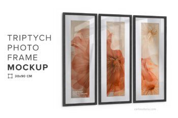 Triptych Photo Frame Mockup - Ratio 1x3 - Mockups by Carlos Viloria