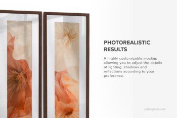 Triptych Photo Frame Mockup - Ratio 1x3 - Mockups by Carlos Viloria