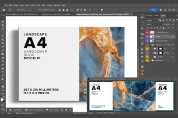 A4 Landscape Hardcover Book Mockup - Back Side - Mockups by Carlos Viloria