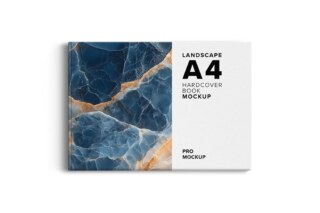A4 Landscape Hardcover Book Mockup - Front Cover