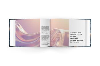 A4 Landscape Hardcover Book Mockup - Open - Mockups by Carlos Viloria