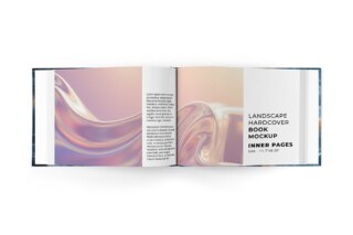 A4 Landscape Hardcover Book Mockup - Open