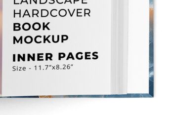A4 Landscape Hardcover Book Mockup - Open - Mockups by Carlos Viloria