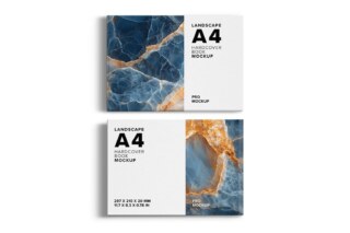 Landscape A4 Hardcover Book Mockup - Front and Back Cover