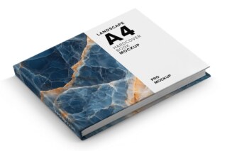 Perspective A4 Landscape Hardcover Book Mockup