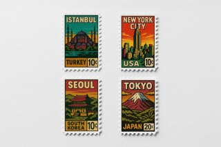 Postage Stamp Mockup - Grid 2x2