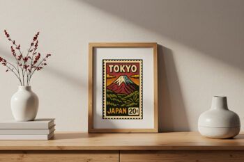 Ai Prompt – Comic Retro City Stamp Creator - Wood Photo Frame Mockup - Mockups by Carlos Viloria
