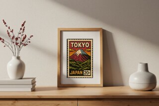 AI Prompt – Comic Retro City Stamp Creator - Wood Photo Frame Mockup