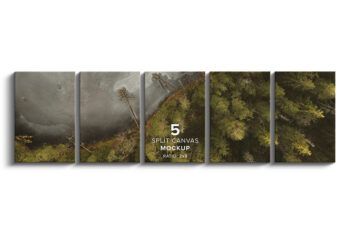 Front View 5 Split Canvas Mockup - Ratio 2x3 - Mockups by Carlos Viloria