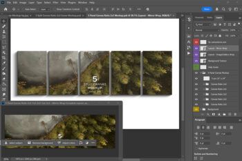 Front View 5 Split Canvas Mockup - Ratio 2x3 - Mockups by Carlos Viloria