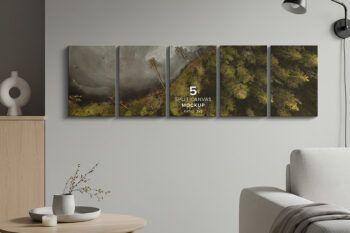 Front View 5 Split Canvas Mockup - Ratio 2x3 - Mockups by Carlos Viloria
