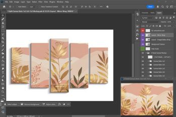 Front View 5 Split Canvas Mockup - Ratio 1x2-2x5-1x3-2x5-1x2 - Mockups by Carlos Viloria