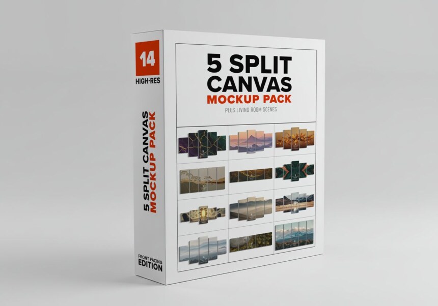 5 Split Canvas Mockup Pack - Cover