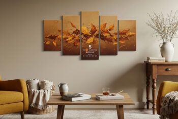 5 Split Canvas Mockup - Ratio 4x7-4x9-4x11-4x9-4x7 - Mockups by Carlos Viloria