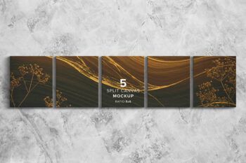 Front View 5 Split Canvas Mockup - Ratio 5x6 - Mockups by Carlos Viloria