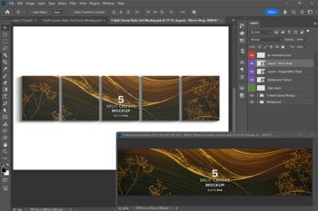 Front View 5 Split Canvas Mockup - Ratio 5x6 - Mockups by Carlos Viloria