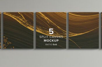 Front View 5 Split Canvas Mockup - Ratio 5x6 - Mockups by Carlos Viloria