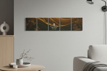 Front View 5 Split Canvas Mockup - Ratio 5x6 - Mockups by Carlos Viloria