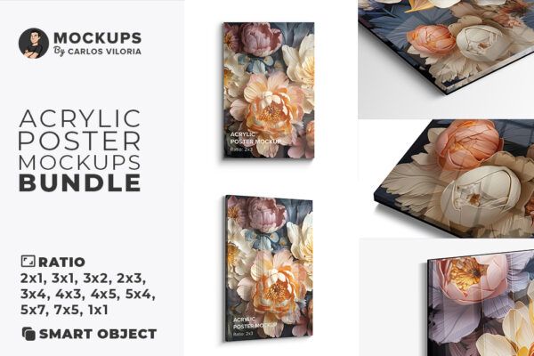 Acrylic Poster Mockups Bundle - 01 Cover - Mockups by Carlos Viloria