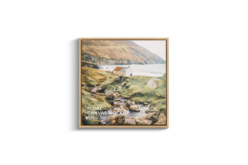 Square Float Frame Canvas Mockup – Photorealistic Interior Scene
