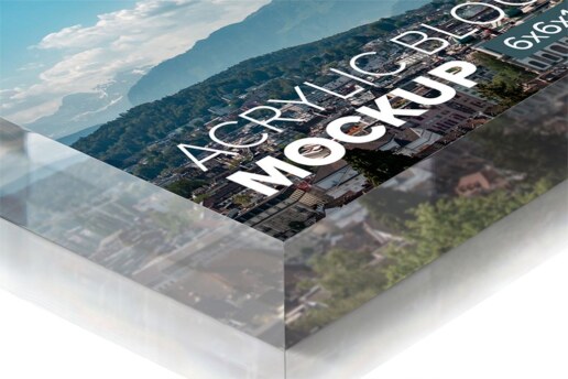 Close Up Acrylic Photo Block Mockup