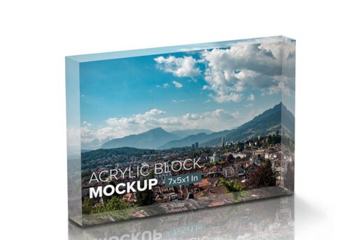 Landscape Acrylic Block Mockup - 7x5x1 In