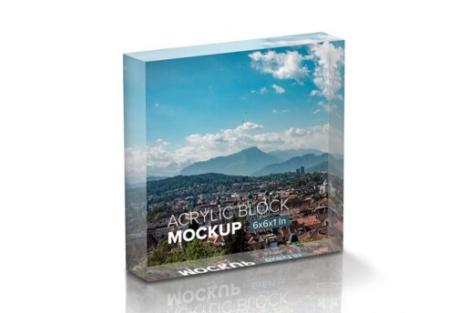 Square Acrylic Block Mockup