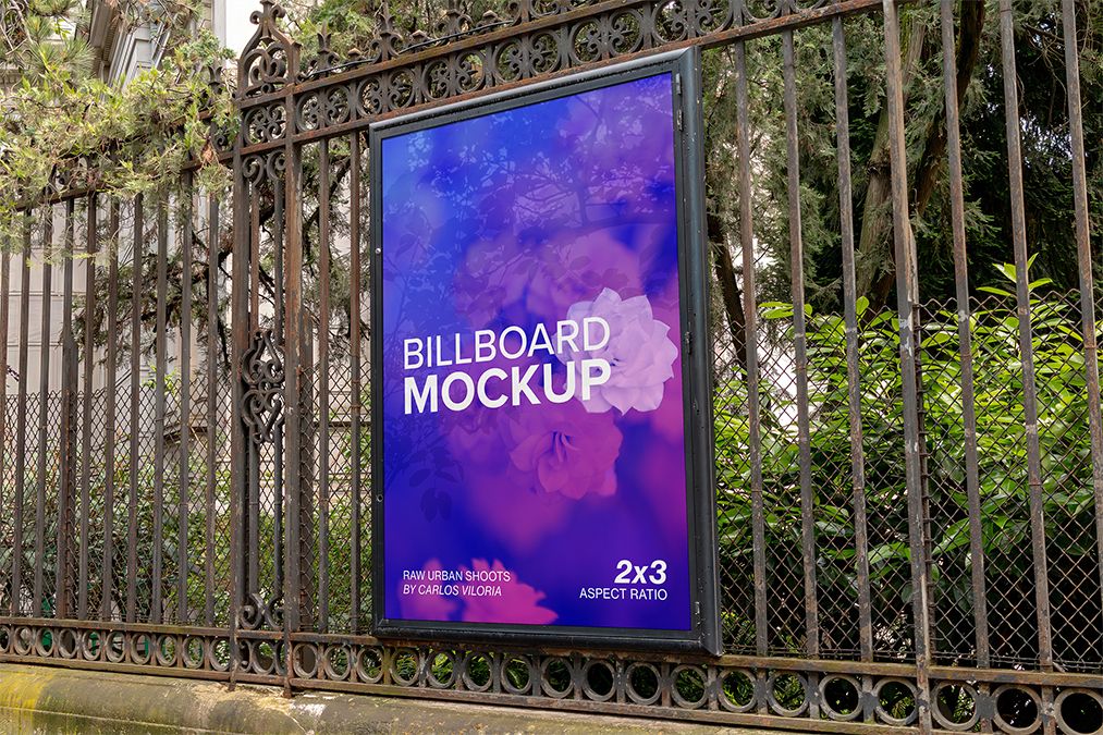 Paris Iron Fence Billboard 2x3 Mockup
