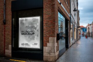 Storefront Poster Mockup | Bruges Belgium PSD 2x3