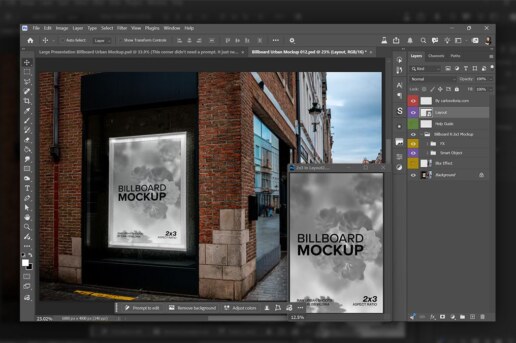 Storefront Poster Mockup | Bruges Belgium PSD 2x3