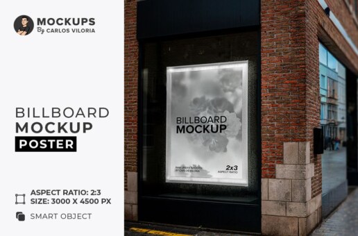 Storefront Poster Mockup | Bruges Belgium PSD 2x3