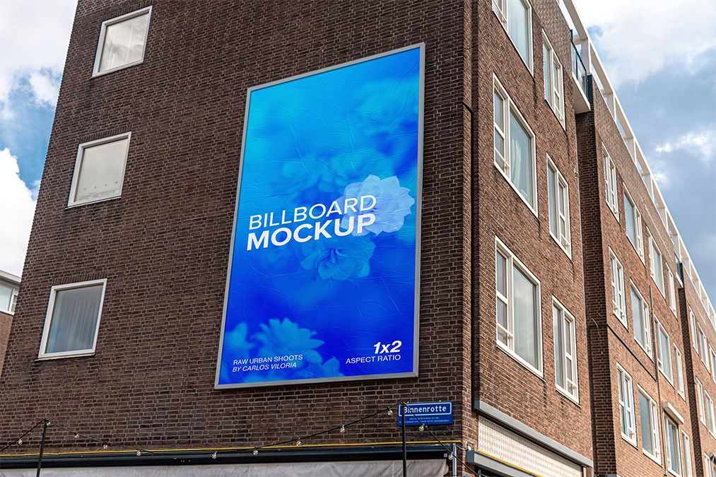 Multi-Ratio Billboard Mockup | Rotterdam Brick Wall PSD