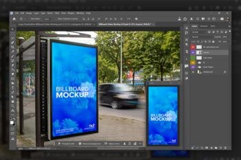 Bus Shelter Mockup Rotterdam Street Psd - Ratio 1x2 - Mockups by Carlos Viloria