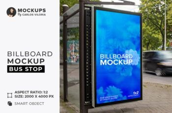 Bus Shelter Mockup Rotterdam Street Psd - Ratio 1x2 - Mockups by Carlos Viloria